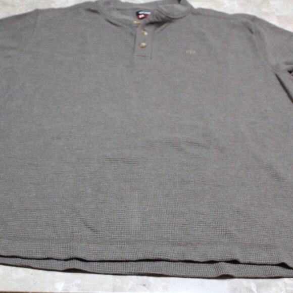 Wolverine Pullover Mens Medium Gray / Brown Waffle Knit Long Sleeve Henley Shirt - Picture 6 of 16